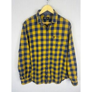 Spykar X Young Restless Mens 2XL Buffalo Check Button Down Shirt Yellow Navy